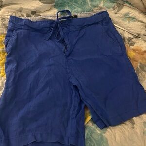 Jones New York Striped Blue Linen Shorts